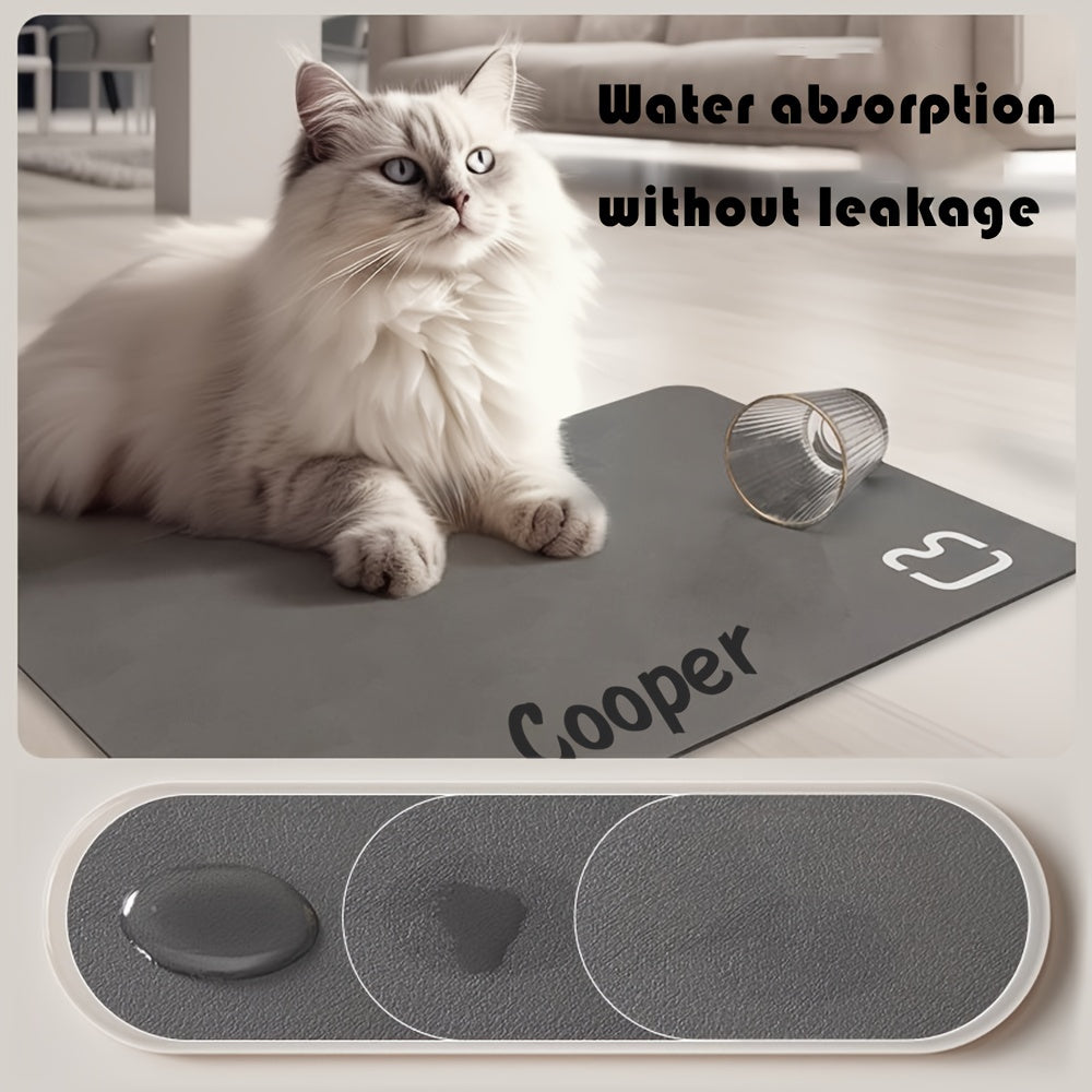Personalized pet meal mat, super absorbent dog and cat feeding mat