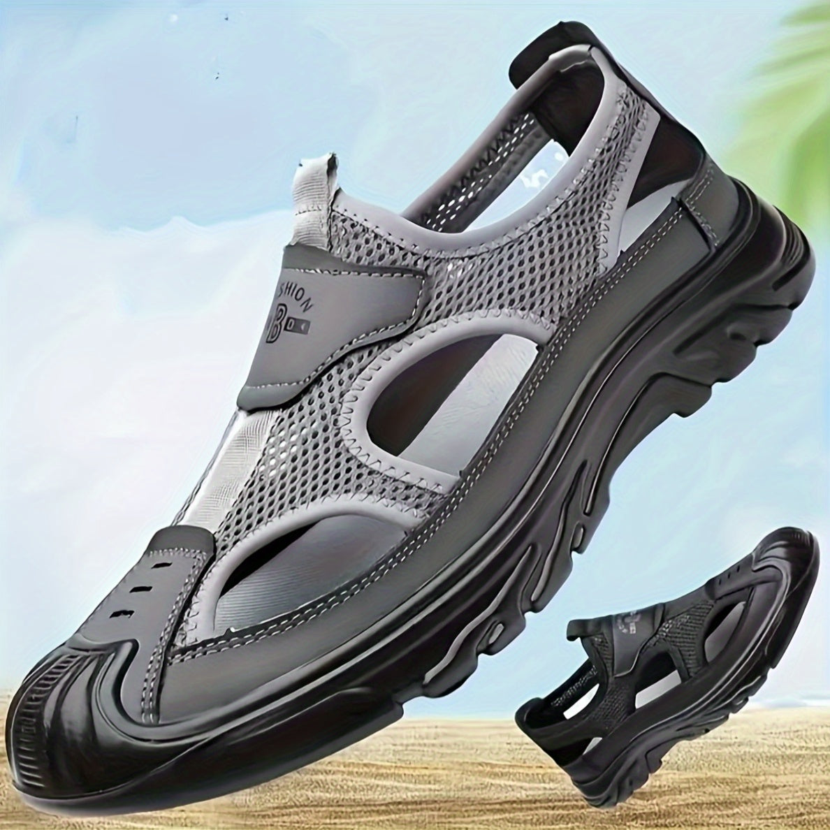 Men'S Breathable Sports Sandals, Solid Color, All-Season Casual Sneakers