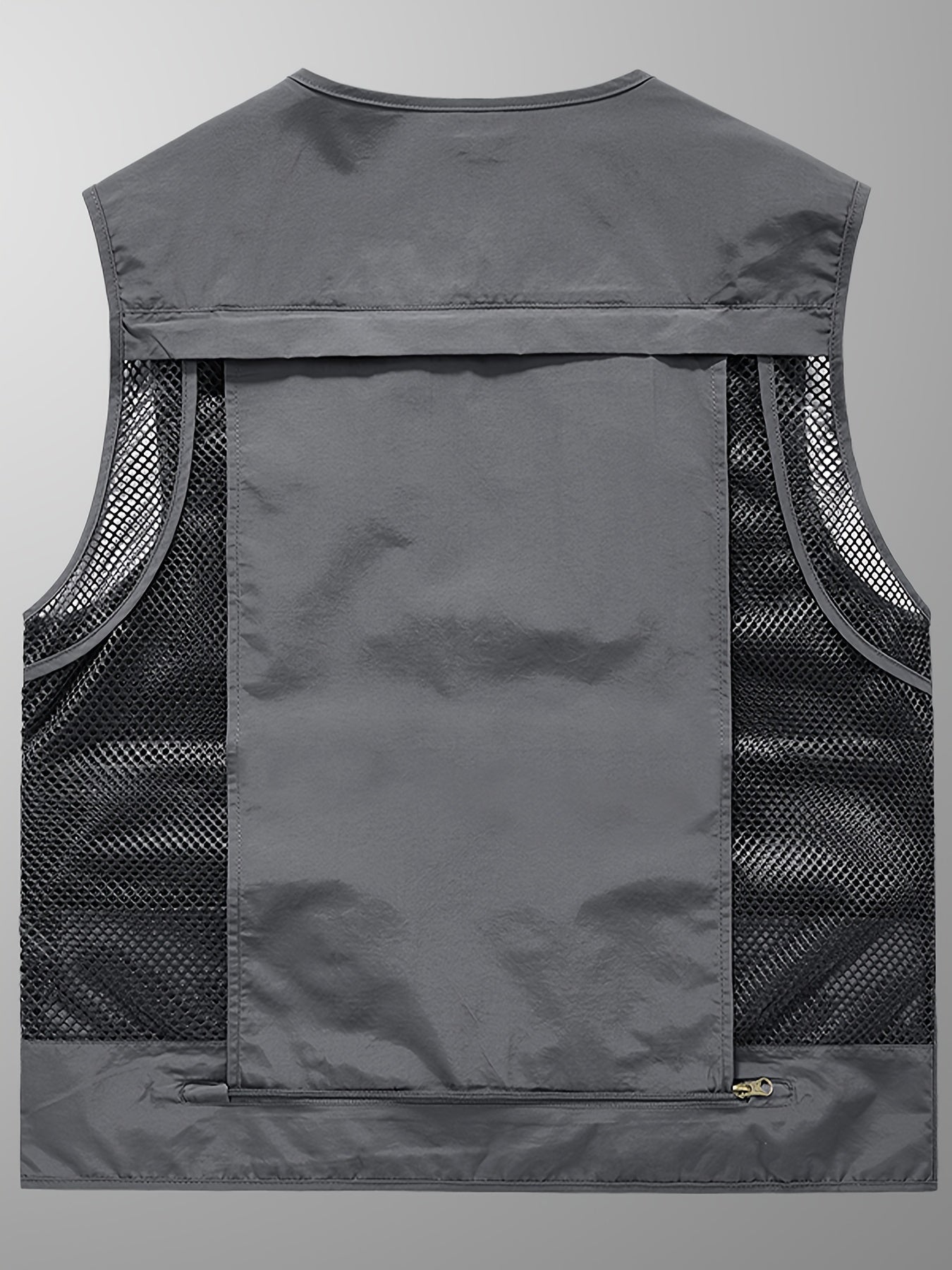 Men's Trendy Zip Up V Neck Vest With Zipper Multi-Pocket