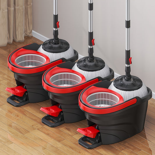 Set Mop Rotativ cu Stoarcere Manuală – Sistem Dublu cu Pedală și Găleată
