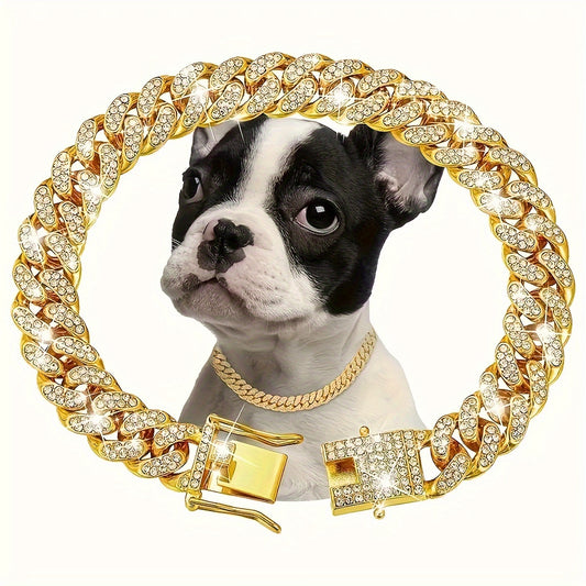 1pc Luxury Iron Alloy Dog Chain Collar