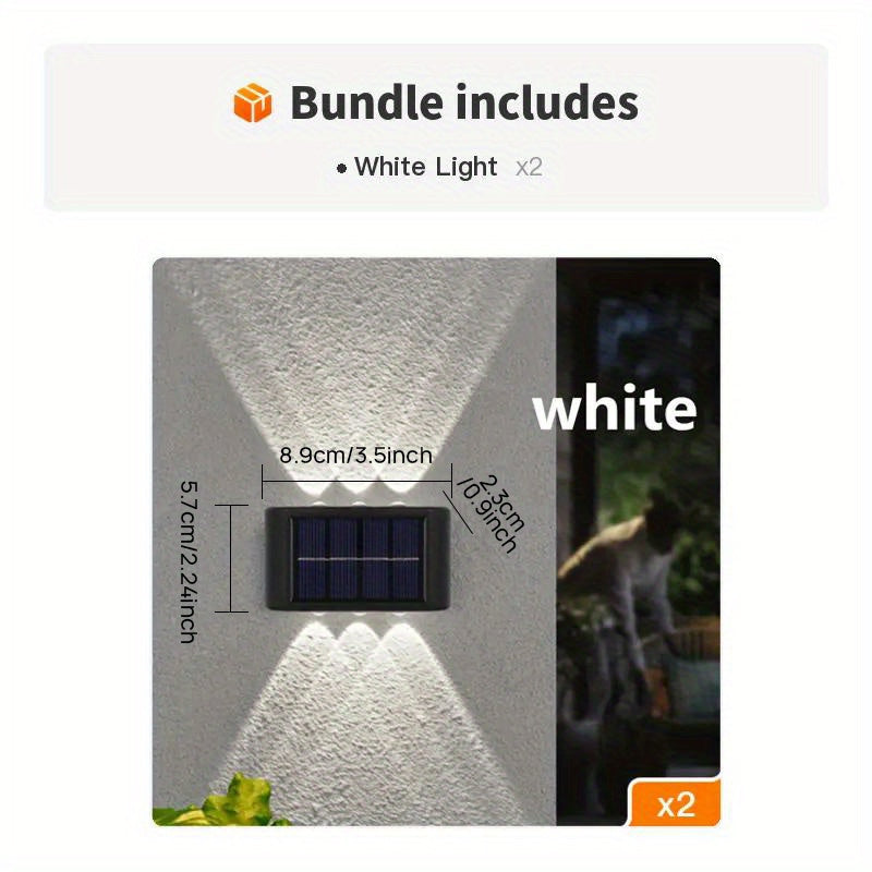2pcs 6 LED Solar Powered 2 Colors
