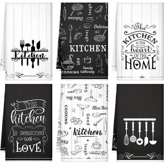 Set 6 Prosoape Chic Negre pentru Bucătărie