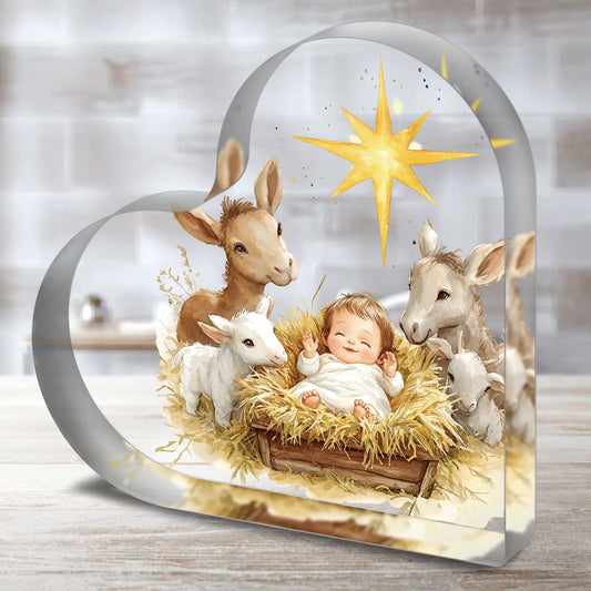 Easter Heart-Shaped Acrylic Ornament - Jesus' Birth Design