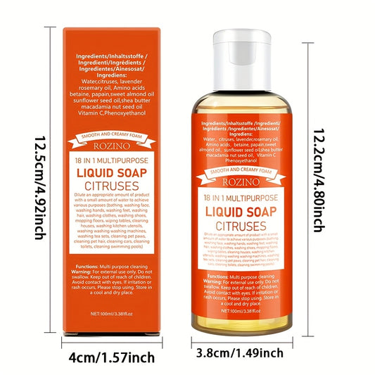 Săpun Lichid 18-în-1 Multi-Util – Citrice, Lavandă &amp; Rozmarin, Concentrat Natural