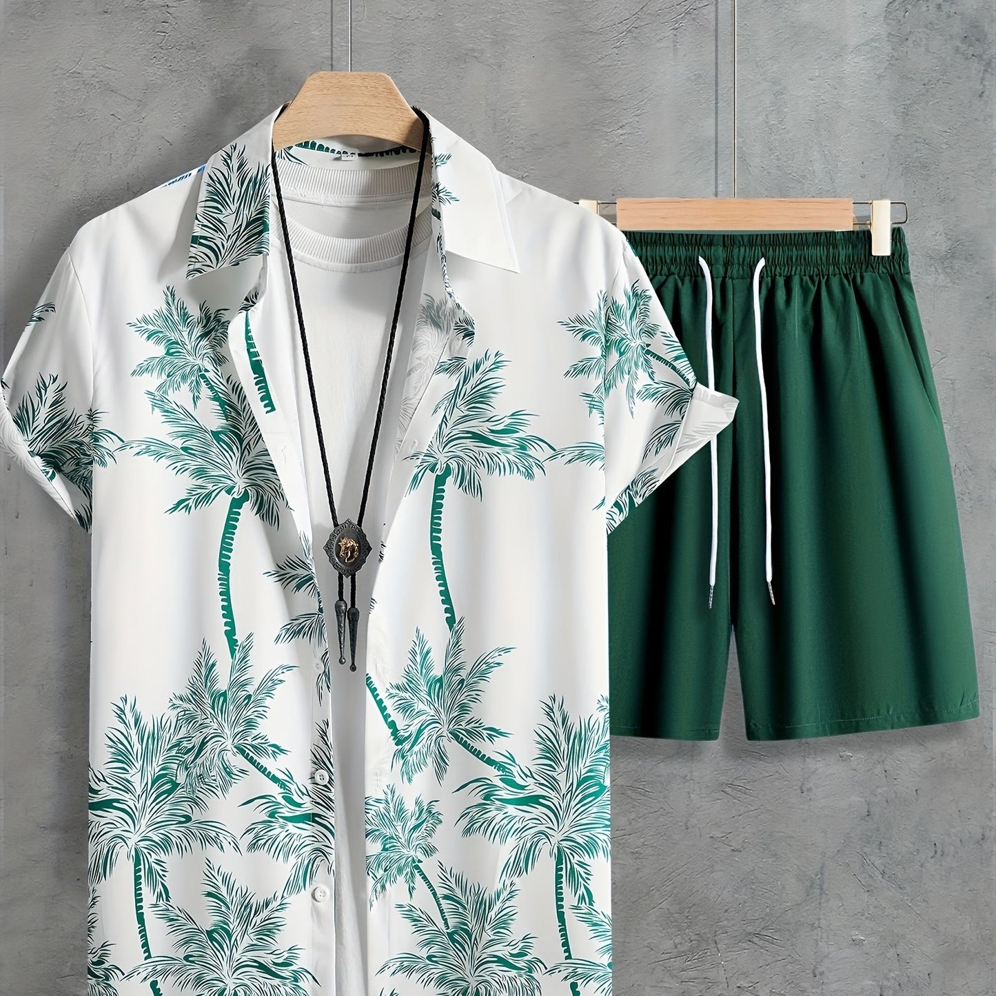Hawaii Shirt And Drawstring Shorts Set For Summer