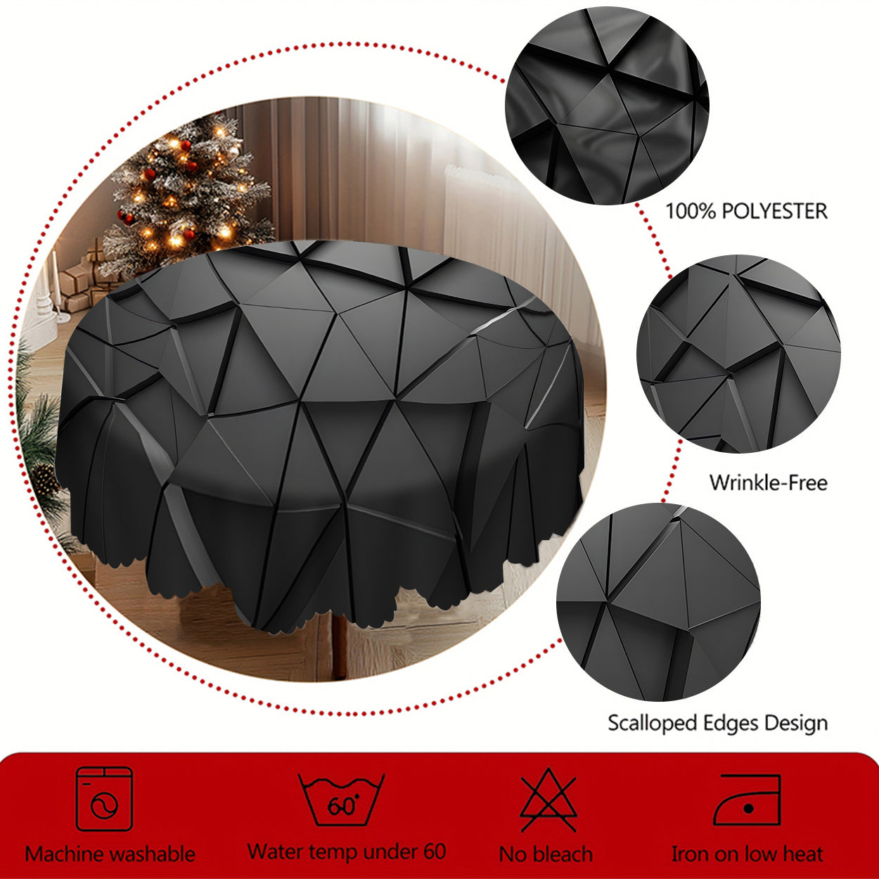 Față de Masă Neagră Modernă cu Design Geometric 3D
