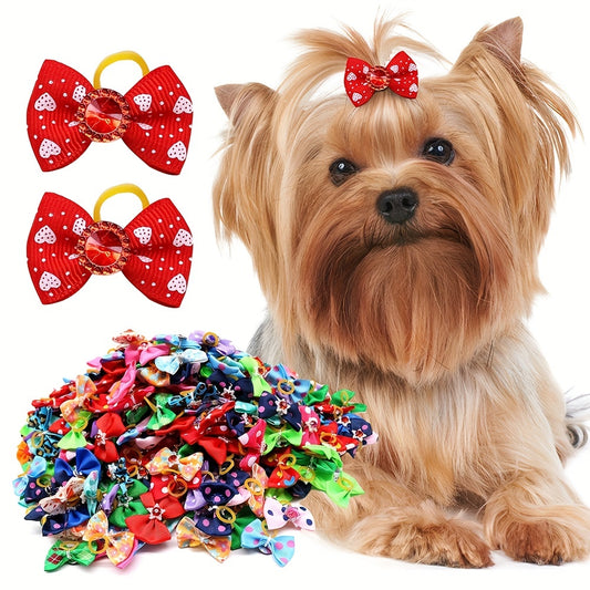 20pcs Cute Bowknot Hair Ties for Dogs and Cats