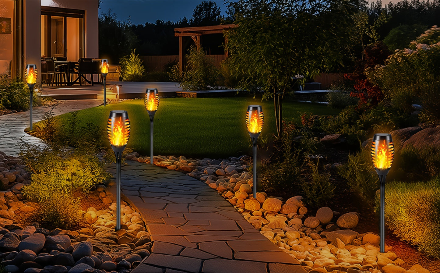 4/8/12pcs Solar Powered Flickering Flame Garden Lights