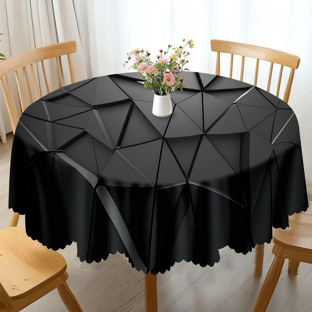 Față de Masă Neagră Modernă cu Design Geometric 3D