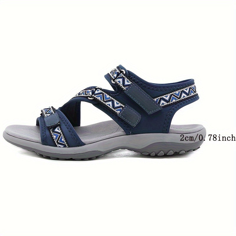 Women's Sporty Flat Sandals with Hook-and-Loop Fastener