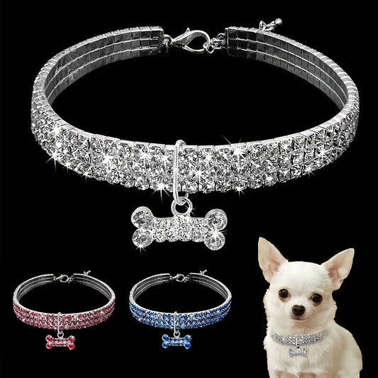 Pet Dog Rhinestone Adjustable Necklace