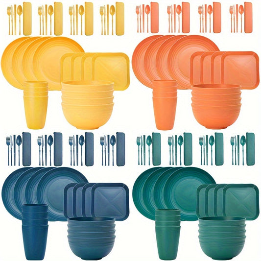 Set 36 Piese Veselă din Plastic Reutilizabil