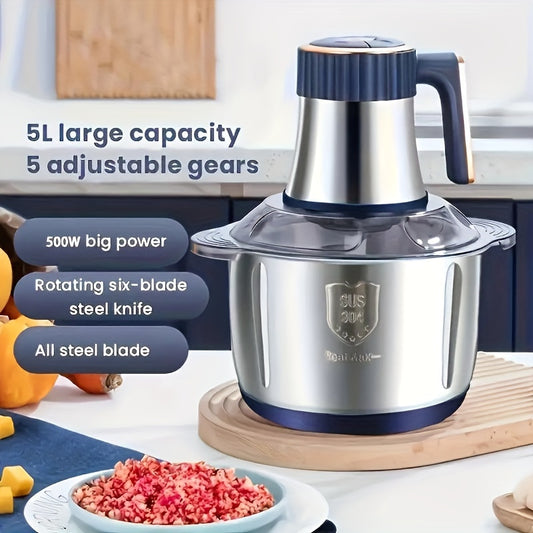 Cop Rose 5L Stainless Steel Food Processor with 6-Blade System