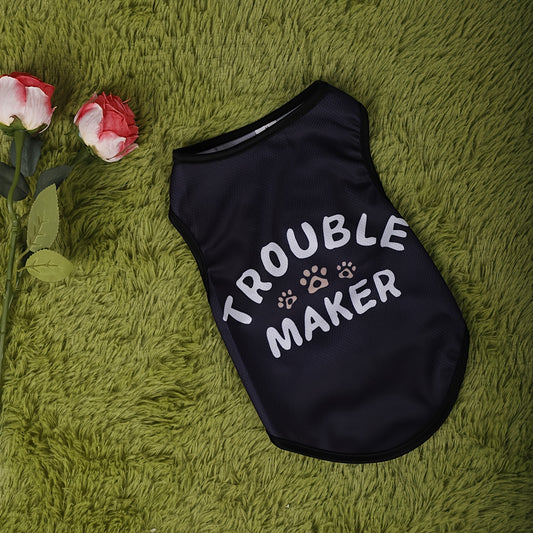 Trouble Maker Pet Vest: Breathable Summer T-Shirt for Dogs and Cats