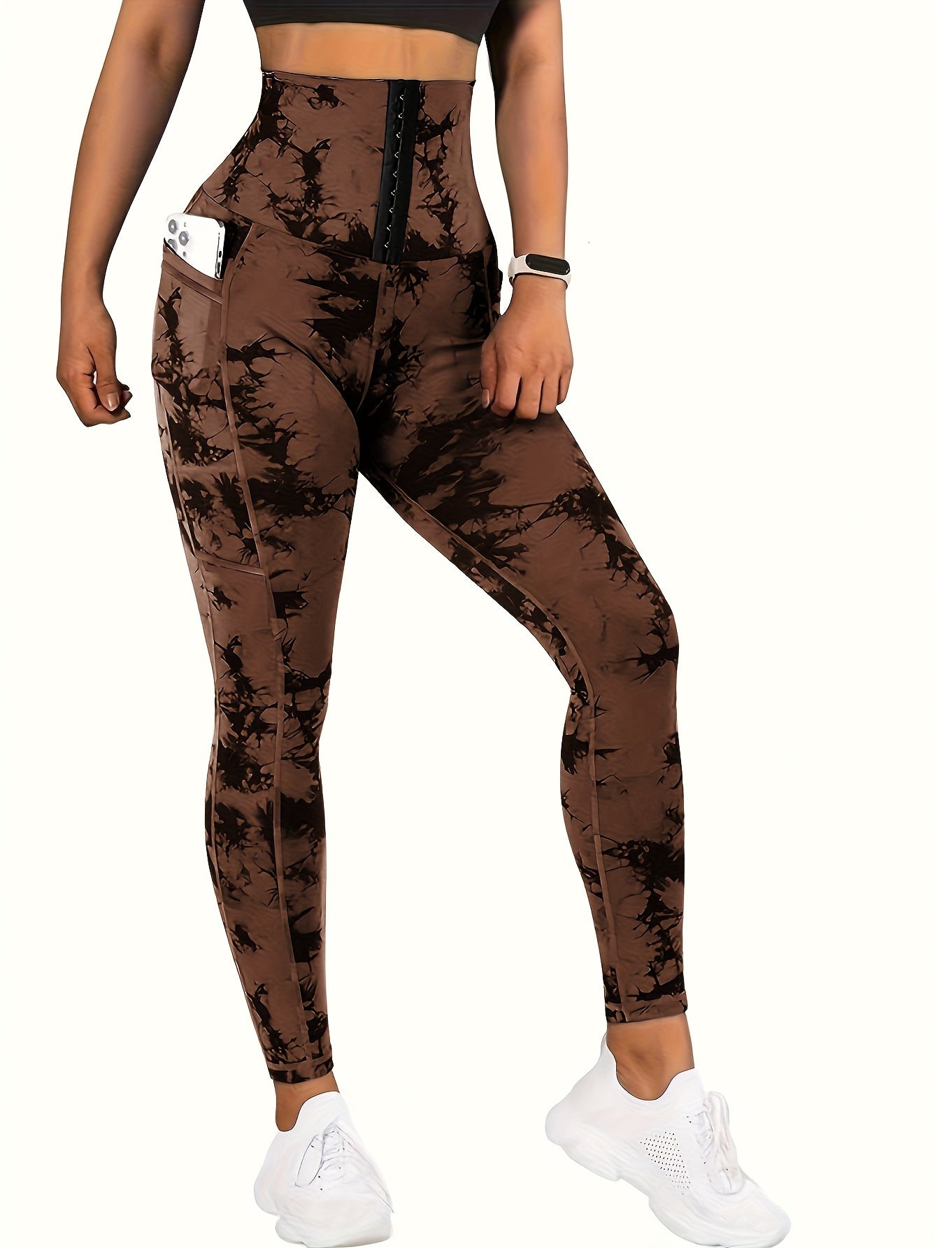 Women'S Tie-Dye Print High-Waisted Tummy Control Pants with Front Zipper