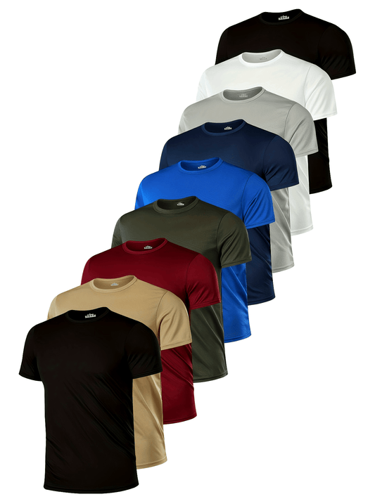 9pcs Men's Premium Solid Color Crew Neck T-Shirts