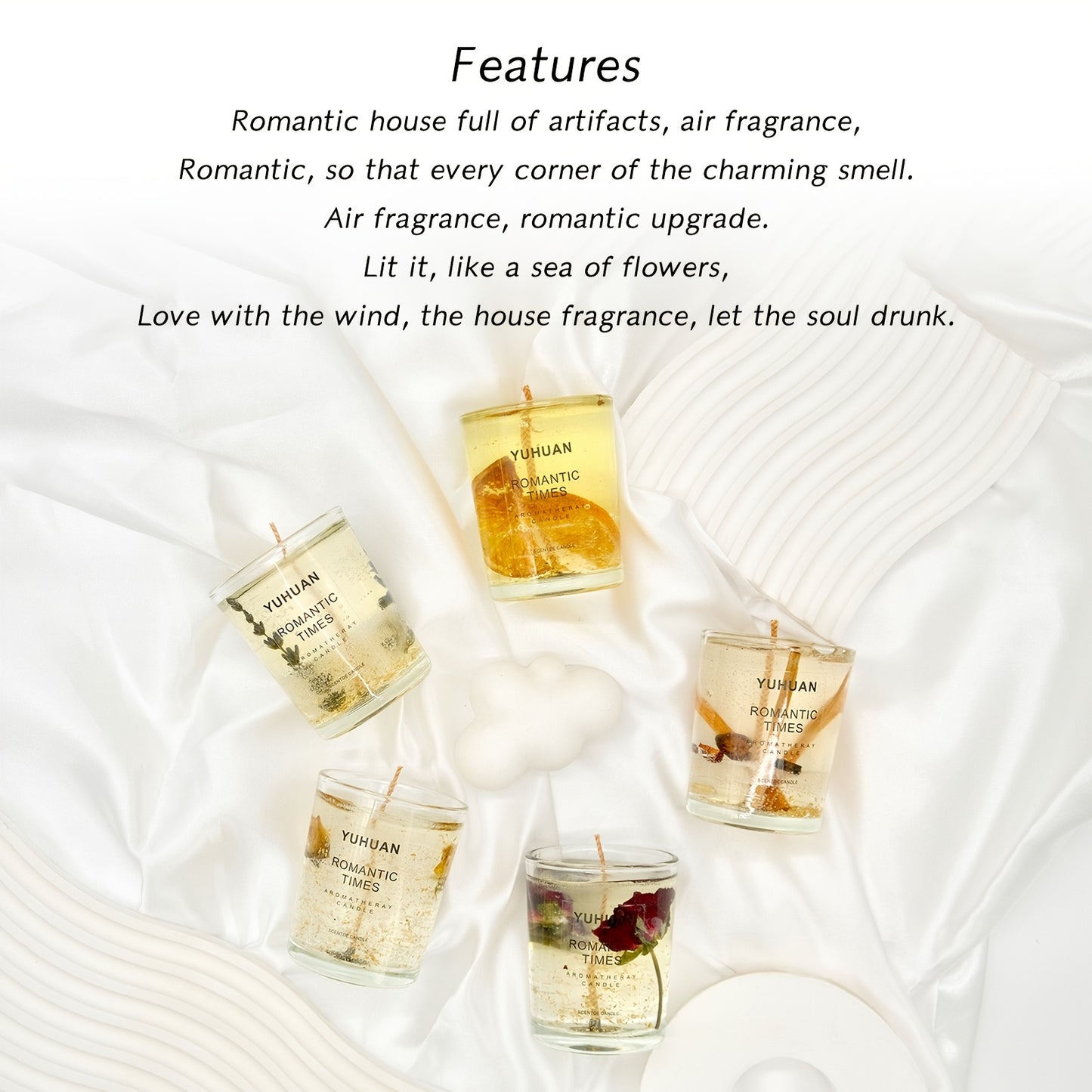 1pc 160g, burning time for 20 hours, real flower jelly scented candle