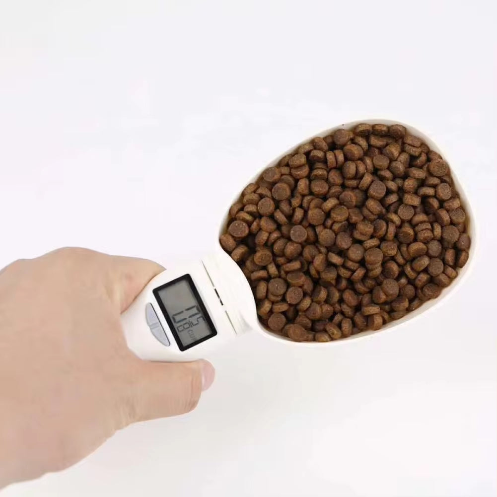 Digital Pet Food Scale with Measuring Spoon for Dogs and Cats - Electronic Weighing Tool with Volume Display