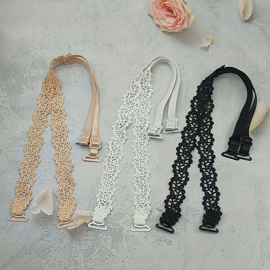 1 Pair Floral Bra Straps - Adjustable Replacement Shoulder Straps for Lingerie