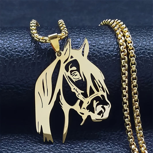 Elegant Stainless Steel Horse Head Pendant Necklace