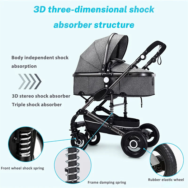 Luxury baby stroller, shock-absorbing