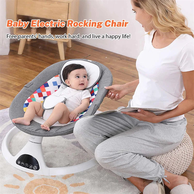 Multi functional baby rocking chair electric swing with automatic connection and adjustable remote control Bluetooth