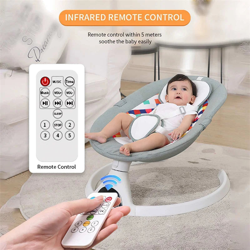 Multi functional baby rocking chair electric swing with automatic connection and adjustable remote control Bluetooth