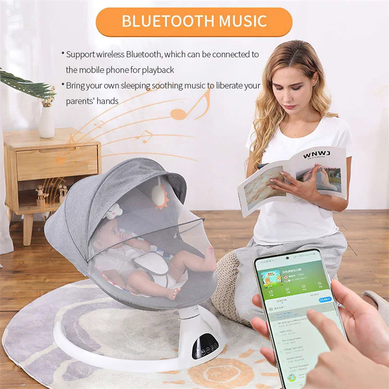 Multi functional baby rocking chair electric swing with automatic connection and adjustable remote control Bluetooth