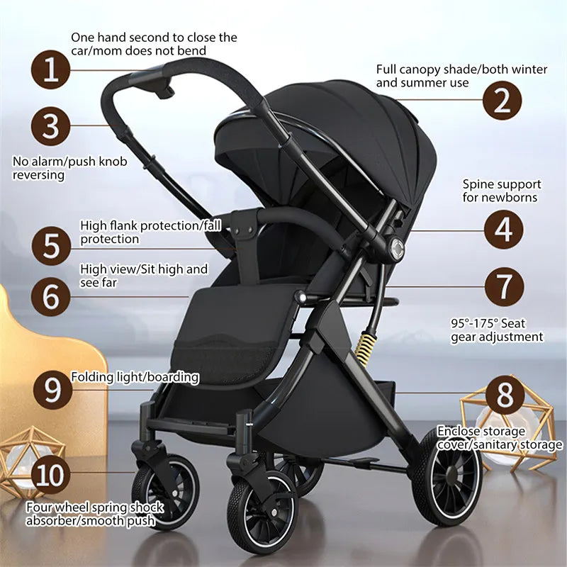 Luxury Baby Stroller, Portable Folk Prams