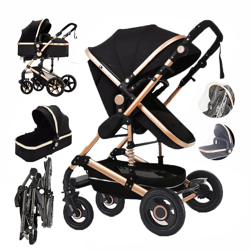 Luxury baby stroller, shock-absorbing