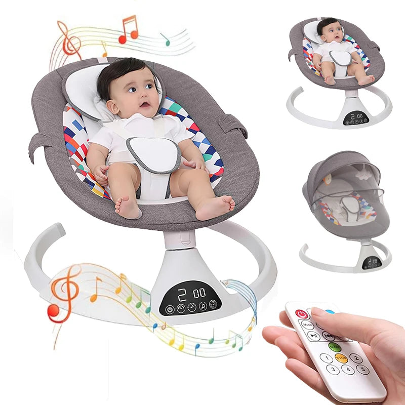 Multi functional baby rocking chair electric swing with automatic connection and adjustable remote control Bluetooth