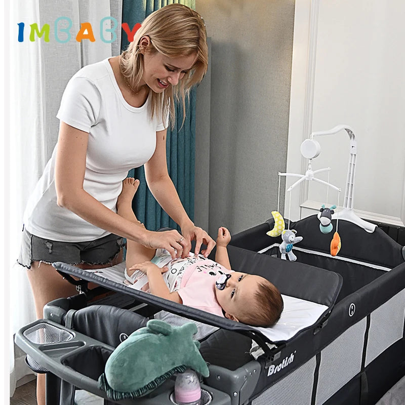 Portable Cribs for Baby with Diaper Table