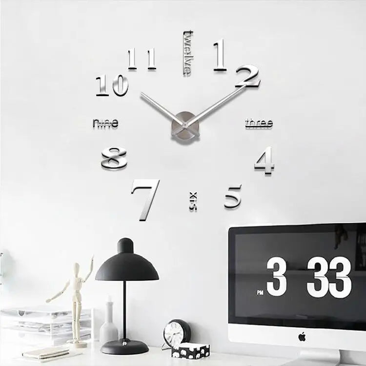 Large Wall Clock Quartz 3D