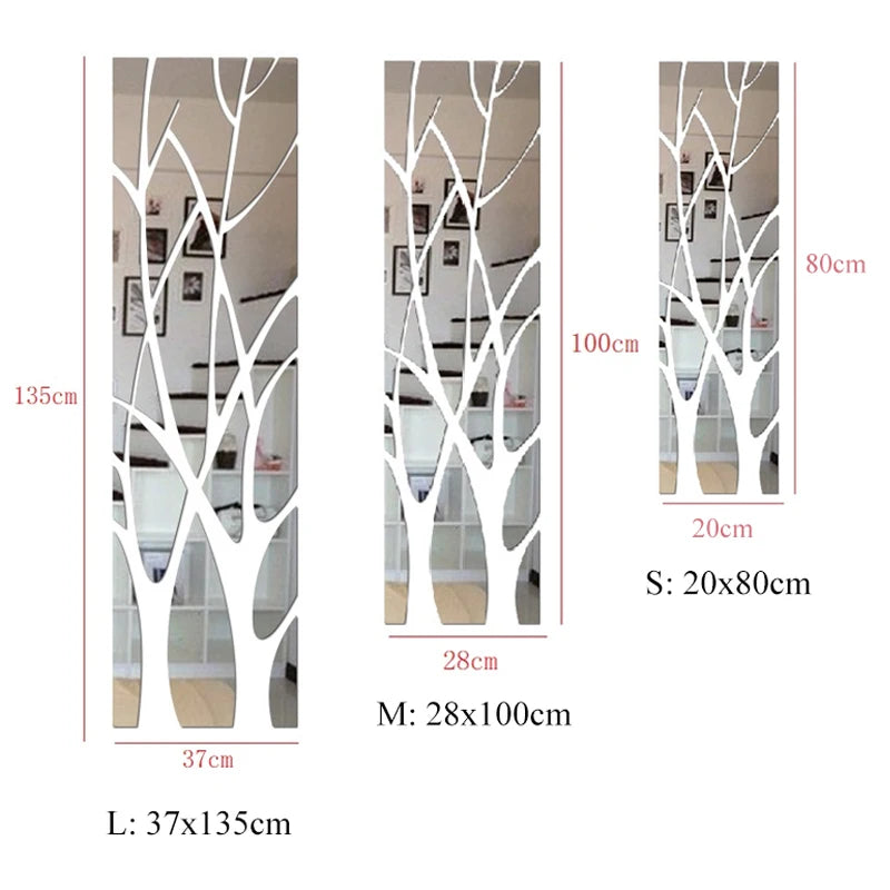 3D Mirror Wall Sticker Tree