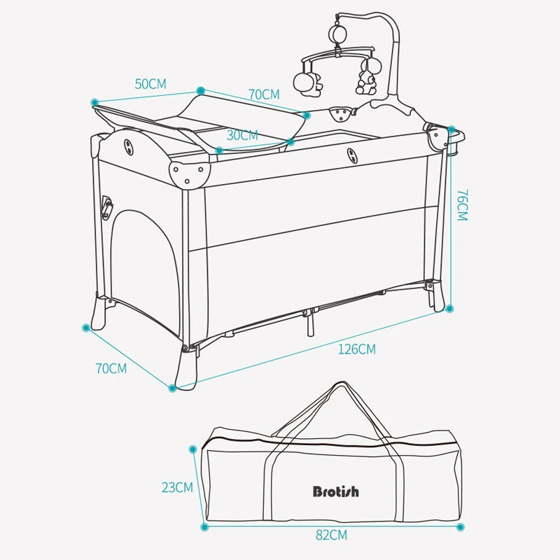 Portable Cribs for Baby with Diaper Table