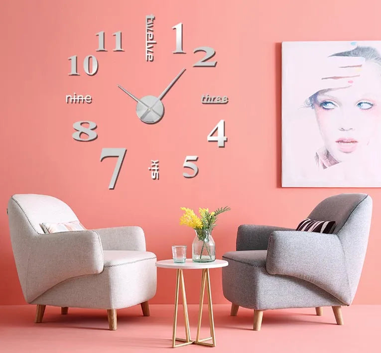 Large Wall Clock Quartz 3D