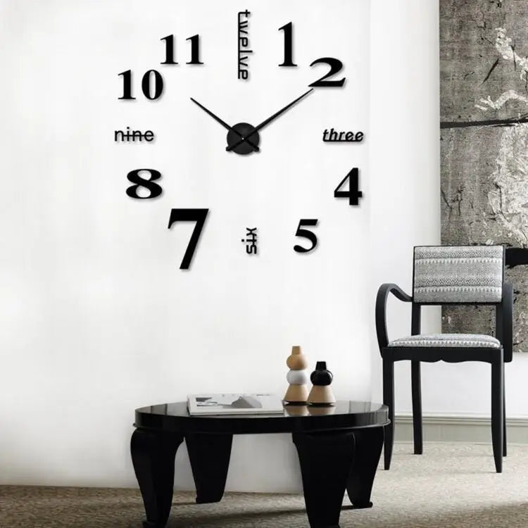 Large Wall Clock Quartz 3D