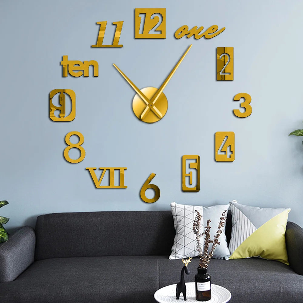 3D Large Wall Clock Quartz