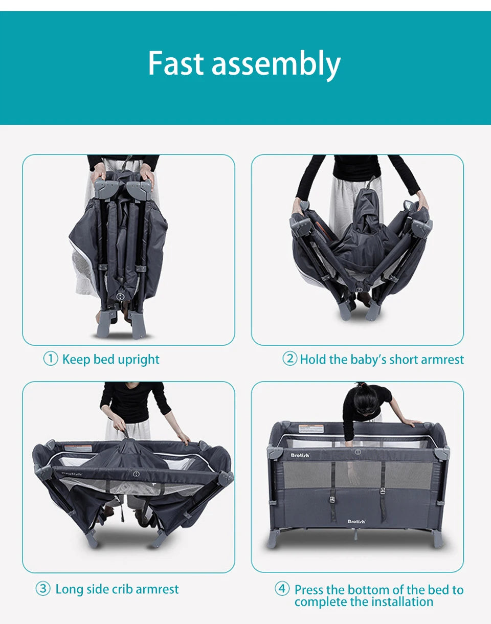 Portable Cribs for Baby with Diaper Table