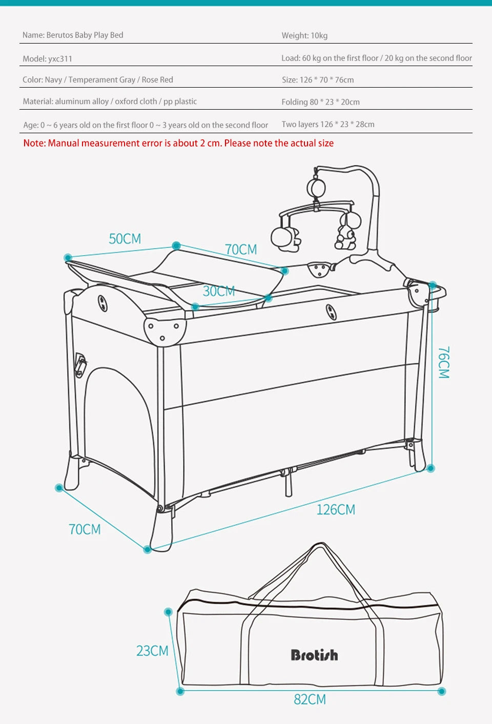 Portable Cribs for Baby with Diaper Table