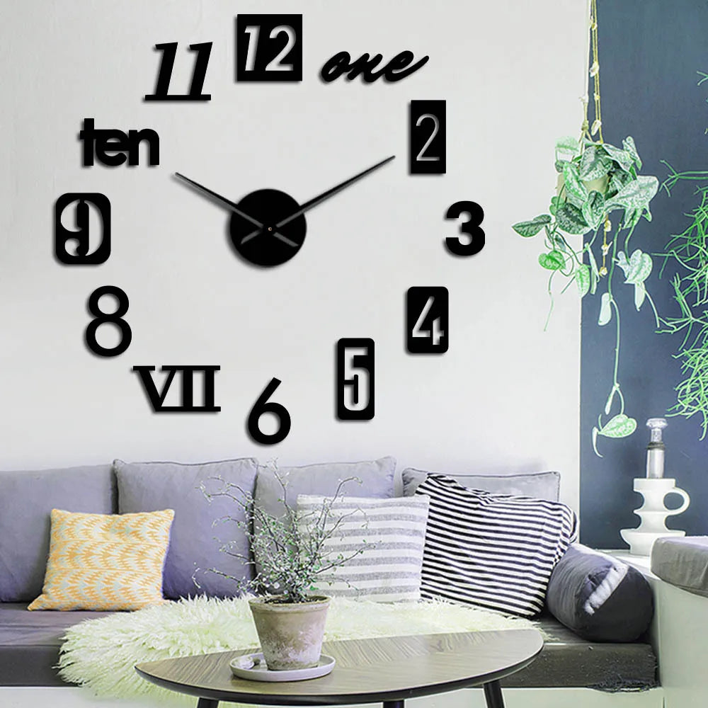 Large Wall Clock Quartz 3D