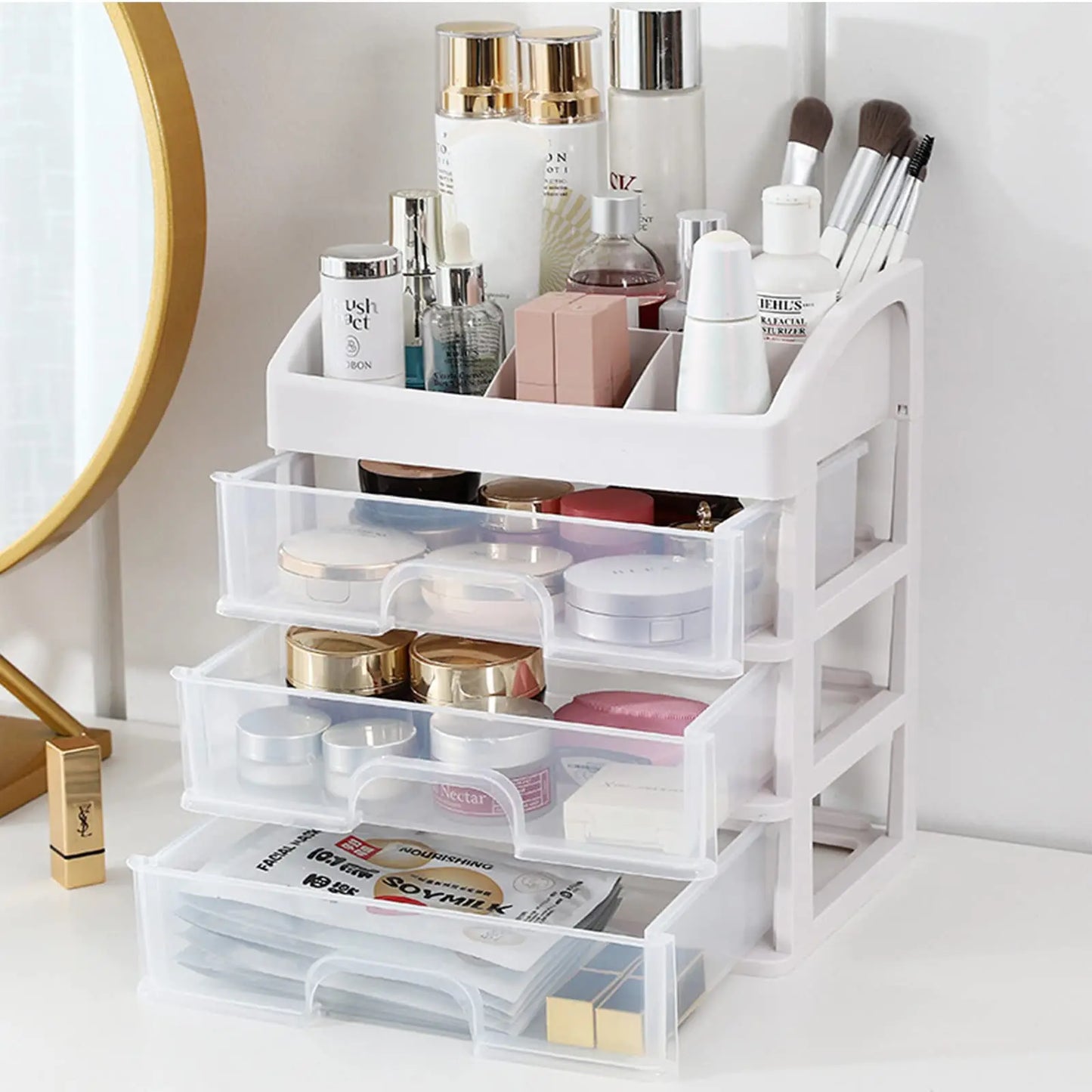 Skincare Desktop Storage Box with 3 Drawers