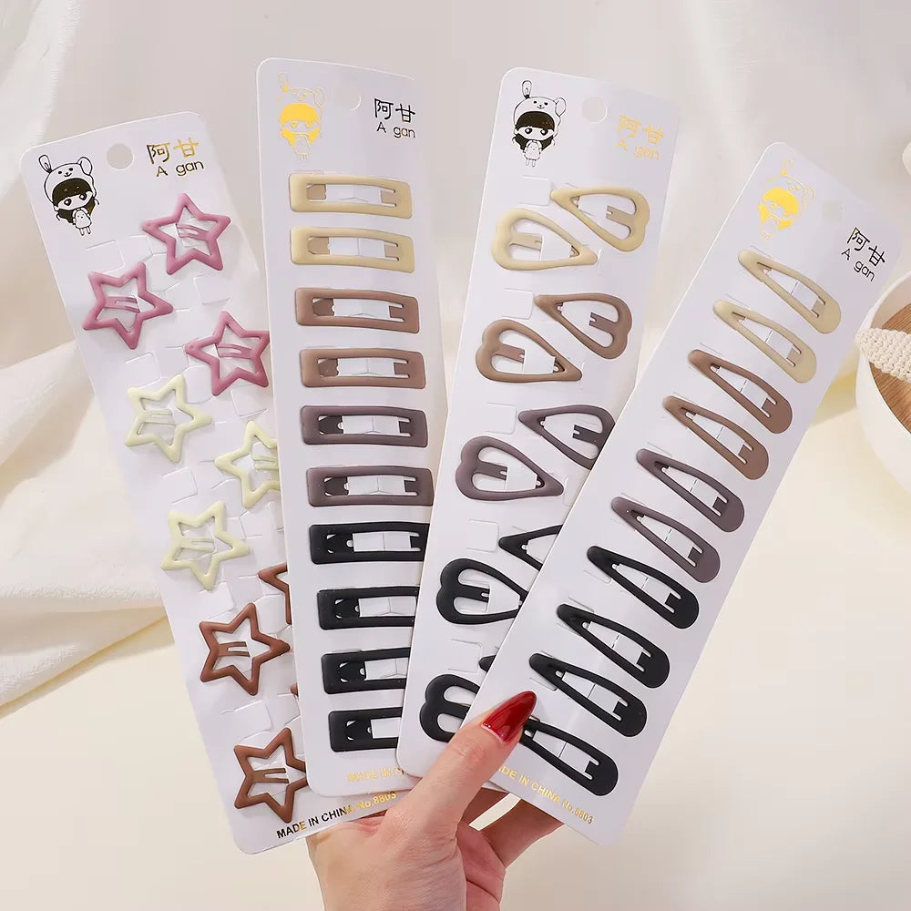 10pcs Kawaii Geometric Metal Hairpins Set