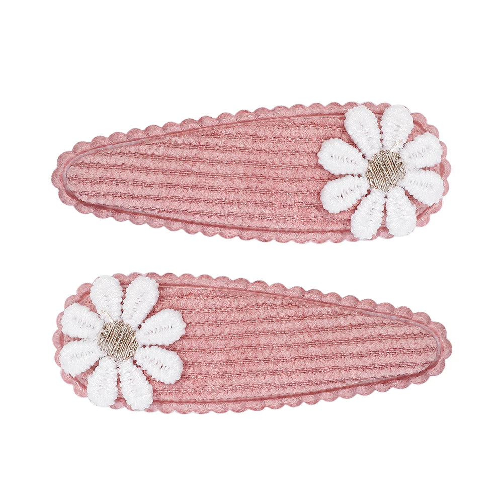 10Pcs Lovely Cloth Hair Clip Flower Embroidery