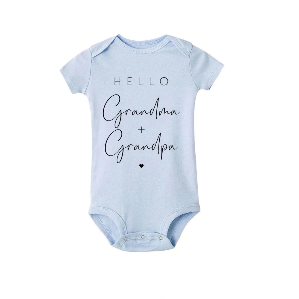 Hello Grandma Grandpa Newborn Baby Summer  Bodysuits