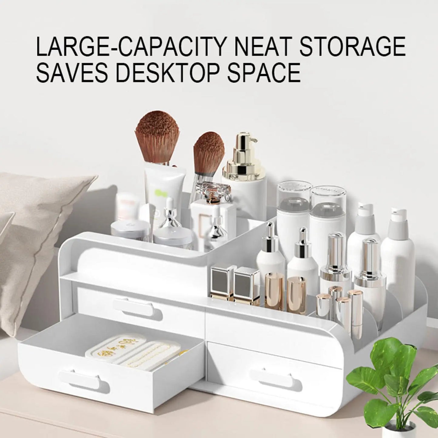 Large Countertop Cosmetics Desktop Storage Box with Drawers