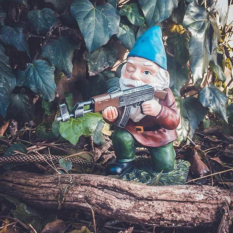 Funny Army Gnome Garden Statue Resin