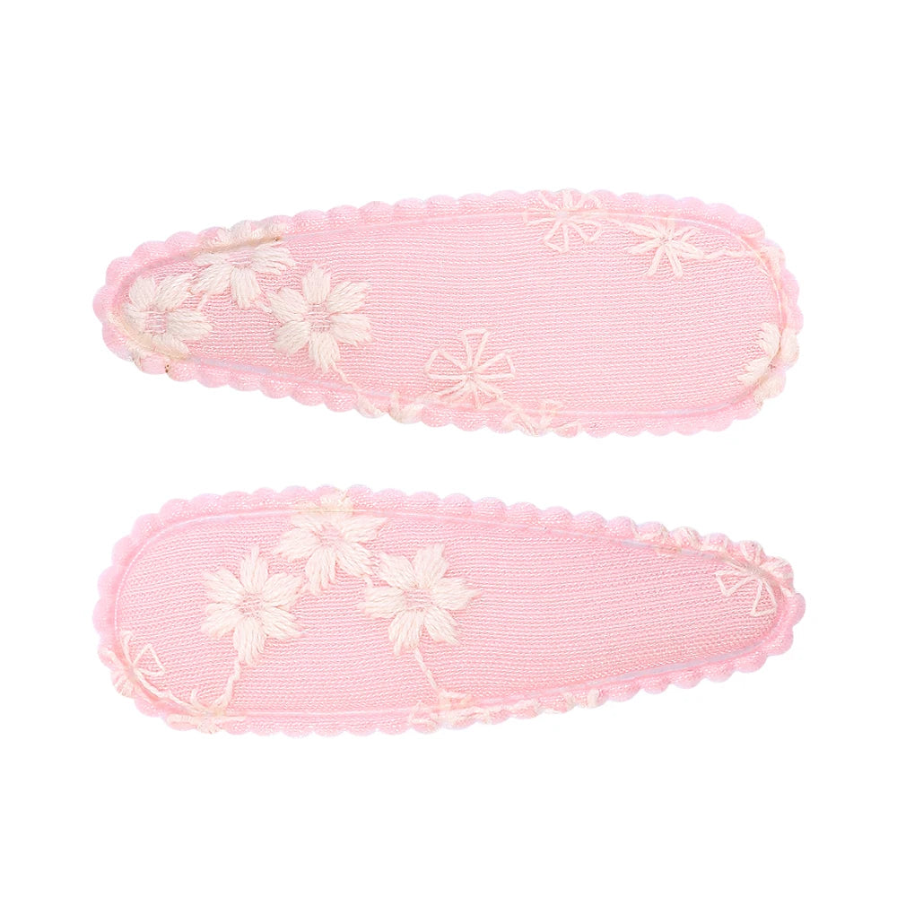 10Pcs Lovely Cloth Hair Clip Flower Embroidery