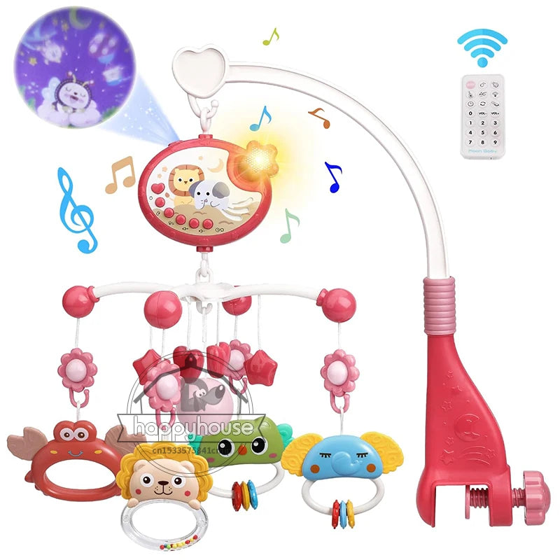 Musical Baby Crib Mobile with Lights Music Projection for Infants 0-6 Months Remote Control Crib Toys for Newborn Baby Mobile